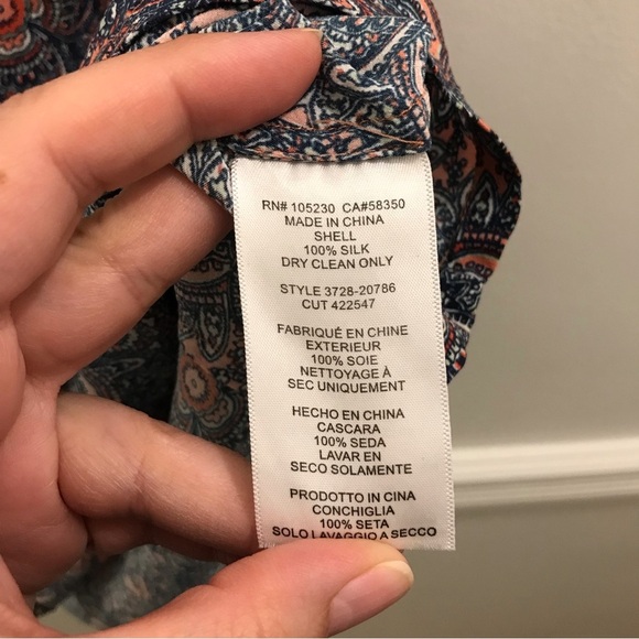 Joie Silk Tank Top small blue coral medallion paisley - Picture 5 of 6